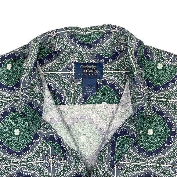 Cambridge Classics Mervyns Short Sleeve Button Down Shirt, BlueGreen, Size Large - Picture 3 of 6